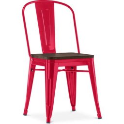 Tolix Style - Chaise carrée Stylix - Métal et bois foncé Rouge - Bois, Acier - Rouge