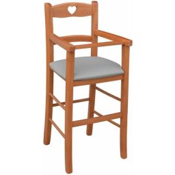 Okaffarefatto - Chaise Haute en Bois Cerisier Avec Siège Rembourré En Simili Cuir Taupe