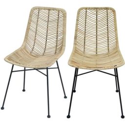 Chaise en rotin naturel et pieds en métal (lot de 2) - Tamara - Beige