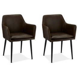 Shawn Chaise de salle à manger en cuir synthétique pu, brun foncé. - Marron