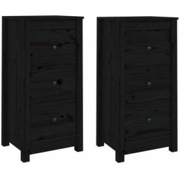 Buffets 2 pcs Noir 40x35x80 cm Bois massif de pin vidaXL - Noir