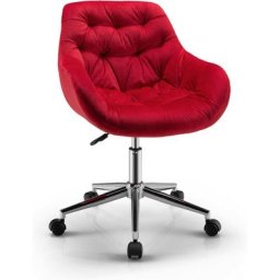 Chaise de Bureau Pivotante en Velours, Réglable en Hauteur, avec Coussin Rembourré et Roulettes