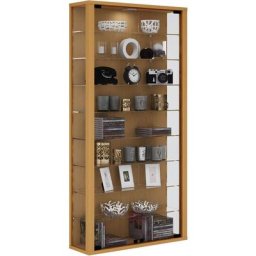 Vitrosa Maxi Vitrine murale avec 2 portes vitrées, 8 tablettes en verre, imitation hêtre. - Marron