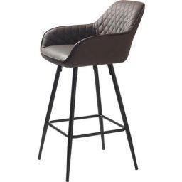 Milton Tabouret de bar/Chaise de comptoir pu en similicuir, marron. - Marron