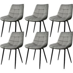 Dyhf - Lot de 6 chaises en velours.Chaises de salle à manger.Chaise de cuisine Gris clair