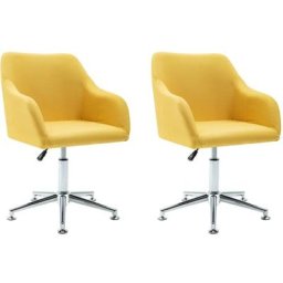 Chaises pivotantes à manger lot de 2 jaune tissu Vidaxl Jaune