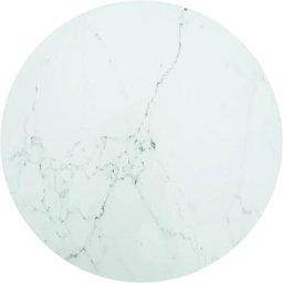 Dessus de table Blanc Ø90x1 cm Verre trempé et design de marbre vidaXL - White