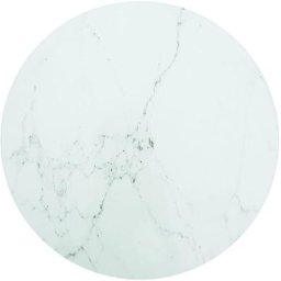 Dessus de table Blanc Ø40x0,8cm Verre trempé avec design marbre Vidaxl White