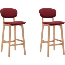 Tabourets de bar lot de 2 rouge bordeaux tissu Vidaxl Rouge bordeaux