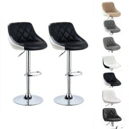 Skecten - Lot de 2 tabourets de bar, hauteur réglable et rotation à 360° (85-105cm), Noir/blanc