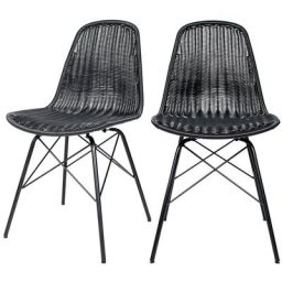 Chaise Tiptur en résine tressée noire (lot de 2) - Noir