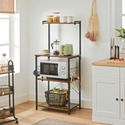 Vasagle Étagère de cuisine, Meuble de rangement, Support pour four à micro-ondes, avec 3 niveaux, 6