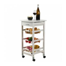 Desserte de rangement à roulettes 1 tiroir 3 paniers - Blanc - Bois et métal - l 37 x p 37 x h 76