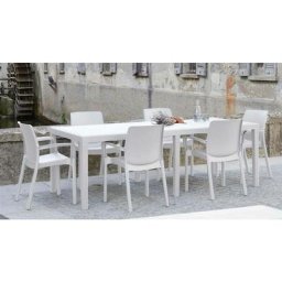 Table d'extérieur Roma, Table à manger rectangulaire extensible, Table de jardin extensible effet