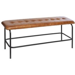 Banc Cuir Dario Cognac - Atmosphera créateur d'intérieur - Cognac