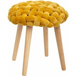 Tabouret en velours - Cosy - L 39 x P 39 x H 42,5 cm - Moutarde - Livraison gratuite - Jaune