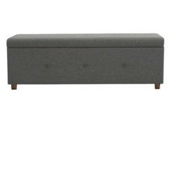 Banc coffre BOX - Tissu imitation lin - Gris foncé - Bout de lit - L 160 cm