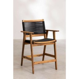 Sklum - Lot de 2 Tabourets de Jardin Hauts avec Dossier en Bois (65 cm) Tenay Noir - Noir