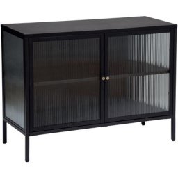 Buffet Aldir 2 portes en verre Atmosphera créateur d'intérieur - Noir