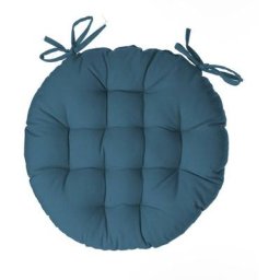 Atmosphera - Galette de chaise ronde bleu canard D40 créateur d'intérieur - Bleu