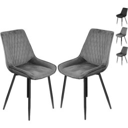 2 Chaises de Salle à Manger en Velours et Métal Chaises de Salon Chaises de Cuisine Gris Clair