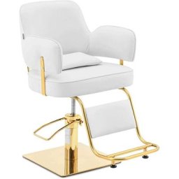 Fauteuil de coiffeur Repose-pieds Réglable 200 kg Ossett White - Or, Blanc