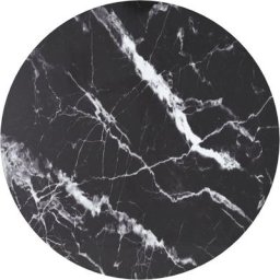 Dessus de table Noir Ø50x0,8 cm Verre trempé avec design marbre Vidaxl Black and white