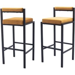Lot de 2 Chaise Bar Tabouret de Bar Industriel acvec Pied en Métal Chaise Haute Cuisine pour Bar,