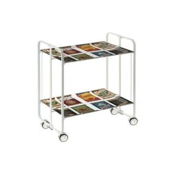 Don Hierro - Table roulante pliante bauhaus châssis blanc, 2 plateaux - 22