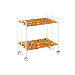 Don Hierro - Table roulante pliante bauhaus châssis blanc, 2 plateaux - 04