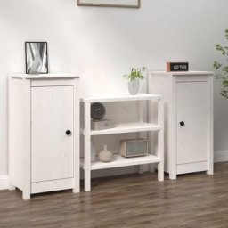 Lot de 2 Buffets Bahut | Meubles de rangement Commode Blanc 40x35x80 cm Bois massif de pin BV487057