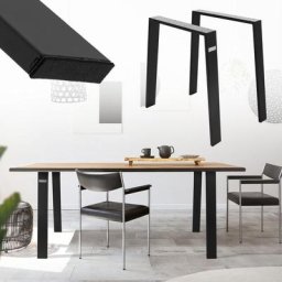 Ml-design - Set 2x pieds de table Loft acier noir patins de table style industriel 75x72 cm