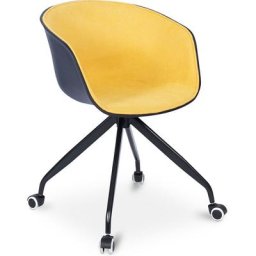 Jodie Chaise de bureau noire rembourrée avec roues Jaune - pp, Tissu - Jaune
