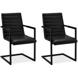 Faline Chaise de salle à manger en cuir synthétique pu, brun foncé. - Marron