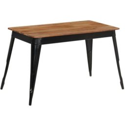 Table de salle à manger Bois d'acacia et acier 120x60x76 cm Vidaxl Black