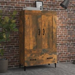 Buffet haut Meuble de rangement | Commode Bahut Chêne fumé 70x31x115 cm Bois d'ingénierie FR65215