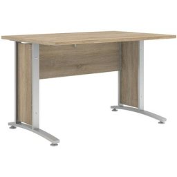 Prisme Bureau C, imitation chêne et acier, gris argenté. - Naturelle