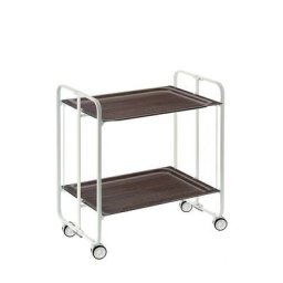Don Hierro - Table roulante pliante bauhaus châssis blanc, 2 plateaux - Wengé