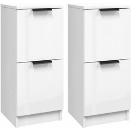 Buffets 2 pcs Blanc brillant 30x30x70 cm Bois d'ingénierie Vidaxl Blanc brillant