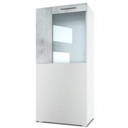 Vladon - Vitrine sur pieds Vitrine suspendue Movie en blanc mat avec panneaux décoratifs - Bordure