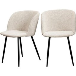 Lot de 2 fauteuils de table en tissu bouclette et pieds noirs - Vitikko - Couleur - Ecru Drawer