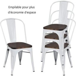 Costway - 4 Chaises Salle à Manger Empilables, Style Industriel en Acier Convient pour
