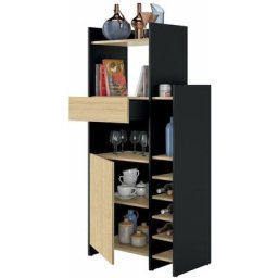 Temahome - Desserte micro-onde kitchy noir et chêne clair - chêne clair