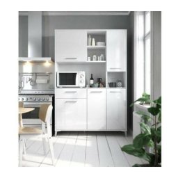 Buffet de cuisine - Blanc brillant - Contemporain - 5 portes - ECO - L 120 cm