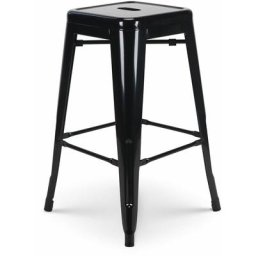 Kosmi - Tabouret de bar style industriel noir brillant - Hauteur 66 cm