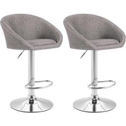 Set de 2 tabourets de bar Miami V2 tissu gris clair