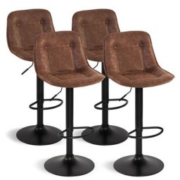 Lot de 4 tabourets de bar denver marron vintage - Marron