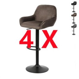 Skecten - Lot de 4 Tabourets de Bar, Chaise Bar Haute en Velours, Tabourets de Bistrot Tabourets de