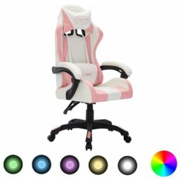 Vidaxl - Fauteuil de jeux vidéo avec led rvb Rose et noir Similicuir rose et noir