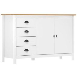 Buffet Hill Blanc 130x40x80 cm Bois de pin solide Vidaxl Blanc et marron